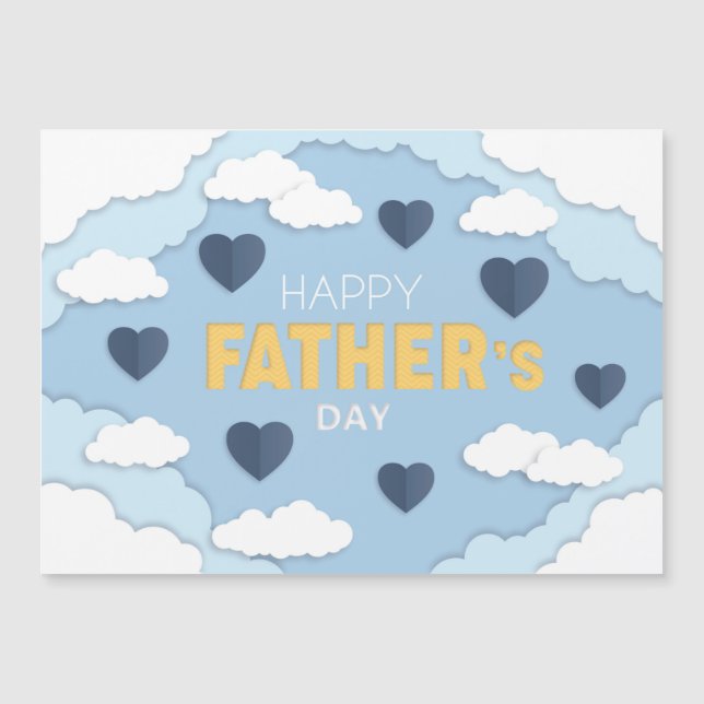 Feliz Día del Padre nubes y corazones Tarjeta (Anverso)