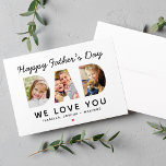 Feliz Día del Padre Papá Personalizado Tarjeta de<br><div class="desc">¡Crea un regalo elegante y memorable para papá este Día del Padre! Esta tarjeta de saludo plana personalizado presenta un collage de tres fotos familiares favoritas de los niños diseñadas como un diseño de tipografía sans serif moderno y audaz. Personalice el texto del personalizado con los nombres de los niños....</div>