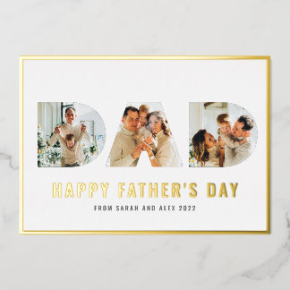 Feliz Día del Padre PAPÁ Tarjeta de Hoja de Oro co