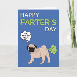 Feliz Día del Padre Pug Dog Tarjeta de Chiste más 