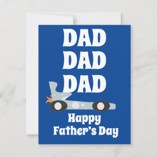 Feliz Día del Padre Retro Coche de Carreras Azul 