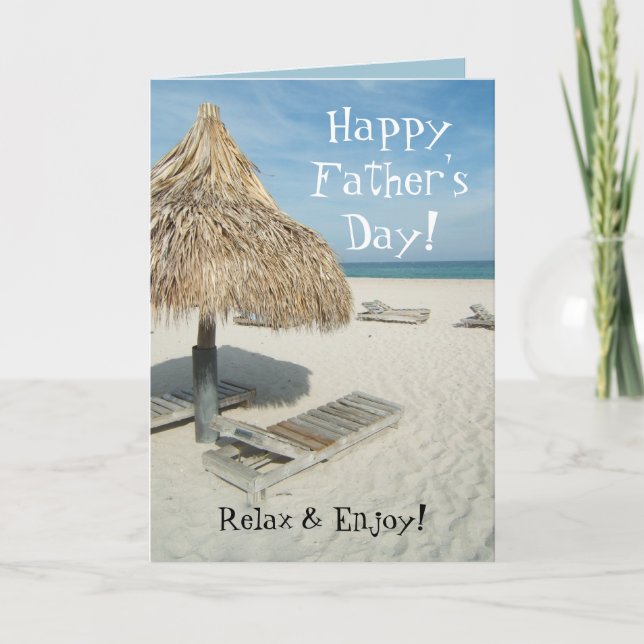 Feliz Día del Padre Tarjeta de felicitación, Beach (Anverso)