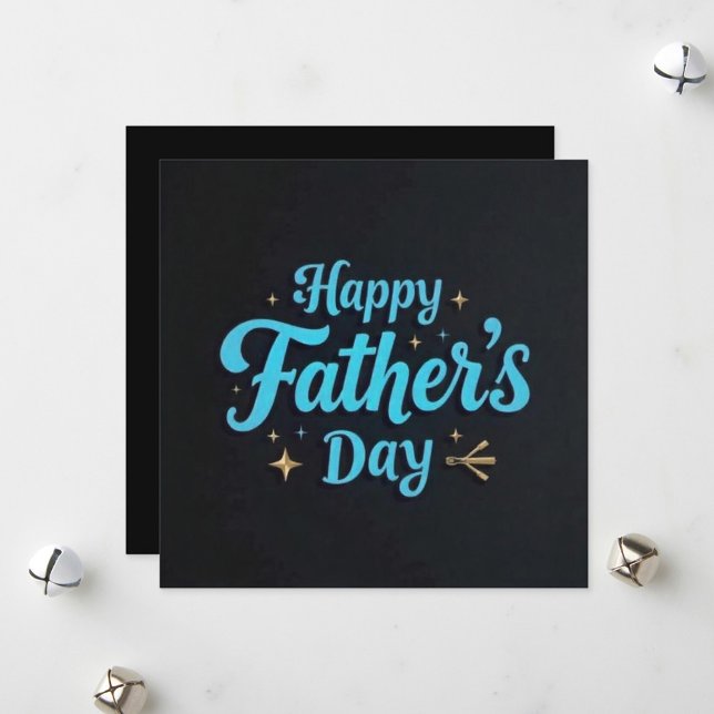 Feliz Día del Padre tarjeta de vacaciones plana (Happy Father's Day text in stylized blue lettering!)