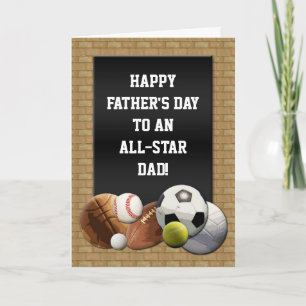 Feliz Día del Padre, tarjeta deportiva de papá de 