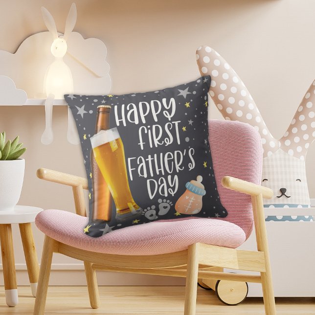 Feliz Día del Primer Padre Cojín decorativo juguet (Subido por el creador)