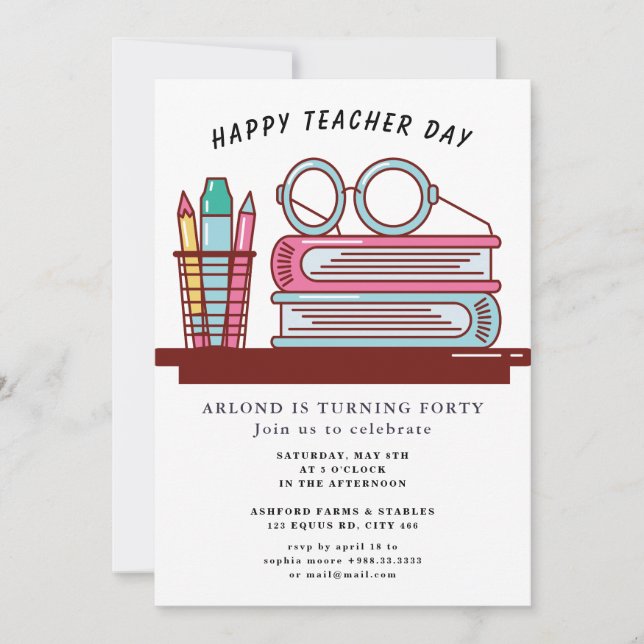 feliz día del profesor cumpleaños Invitación (Anverso)
