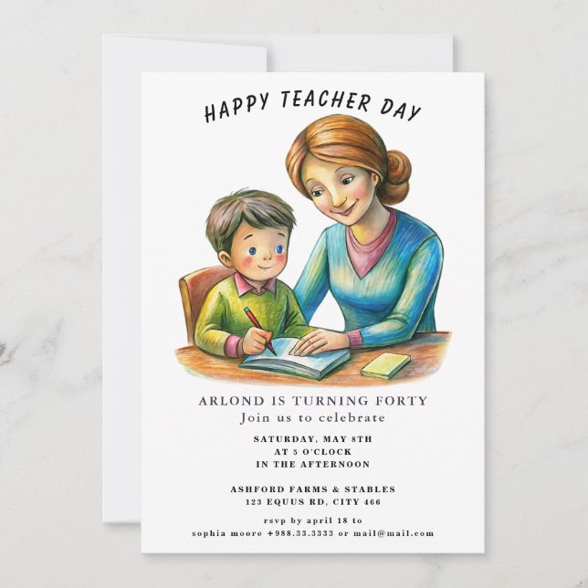 feliz día del profesor cumpleaños Invitación (Anverso)