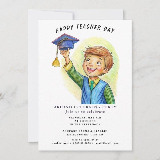 feliz día del profesor cumpleaños Invitación (Anverso)