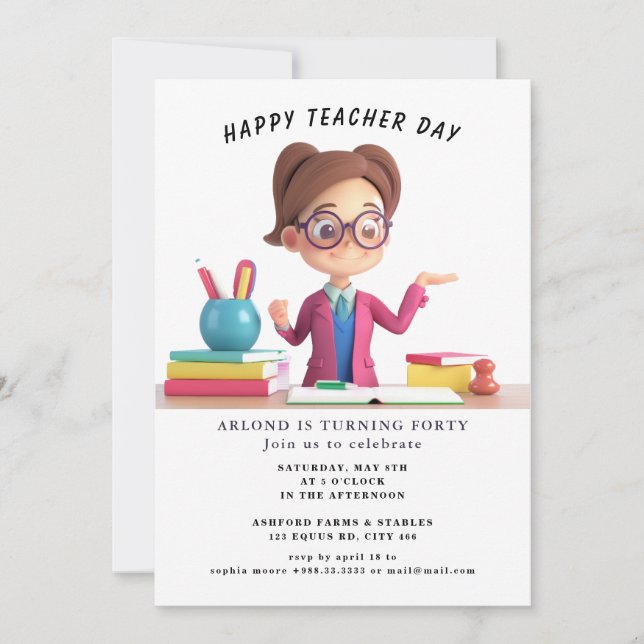 feliz día del profesor cumpleaños Invitación (Anverso)