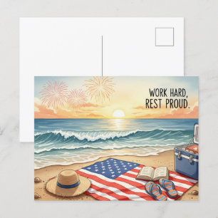 Feliz Día del Trabajo con postal de la bandera