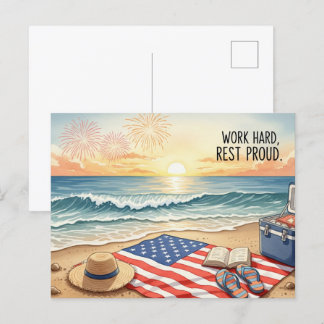 Feliz Día del Trabajo con postal de la bandera