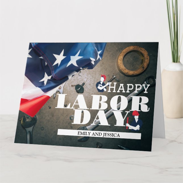 Feliz Día del Trabajo tarjeta de fiesta patriótica (Anverso)