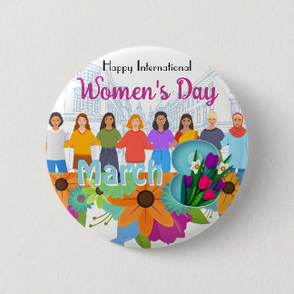 Feliz Día Internacional de la Mujer Botón 8 de Mar