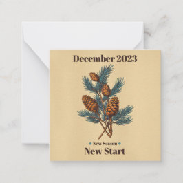 Feliz diciembre tarjeta de saludo con ramas de abe