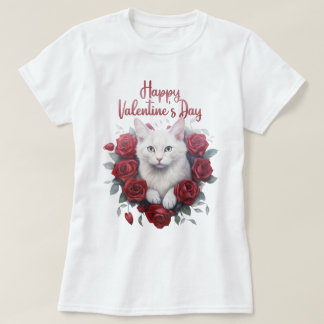 Feliz diseño de gatos de San Valentín, camiseta de