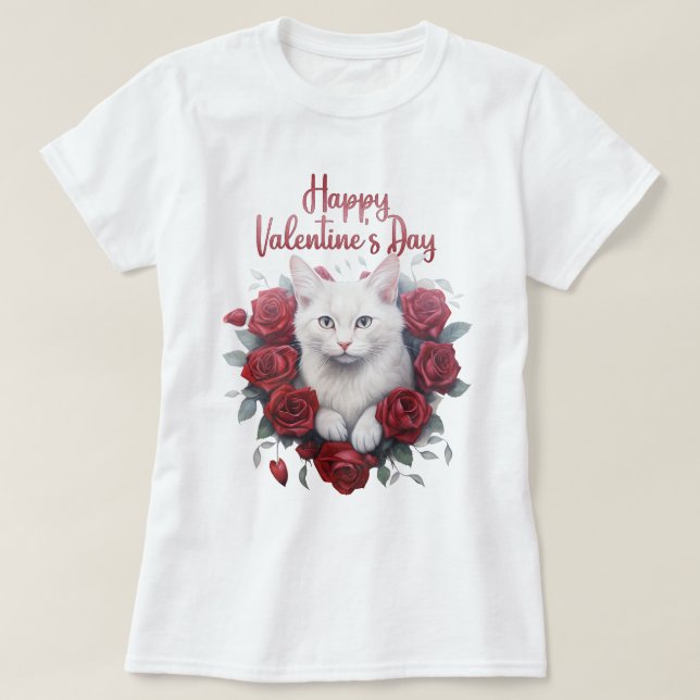 Feliz diseño de gatos de San Valentín, camiseta de (Diseño del anverso)