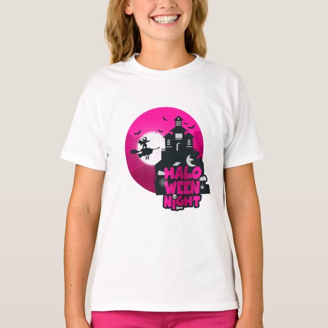 Feliz disfraz de Halloween para camiseta de chicas (Anverso)