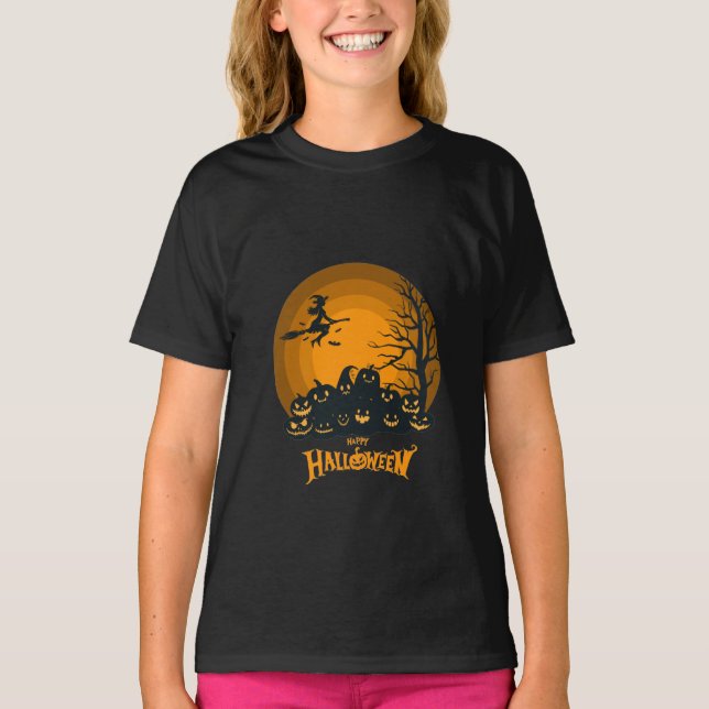 Feliz disfraz de Halloween para camiseta de chicas (Anverso)