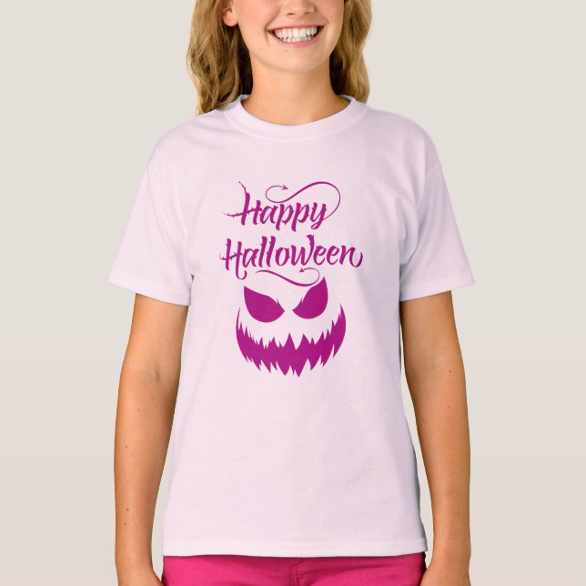 Feliz disfraz de Halloween para camiseta de chicas (Anverso)