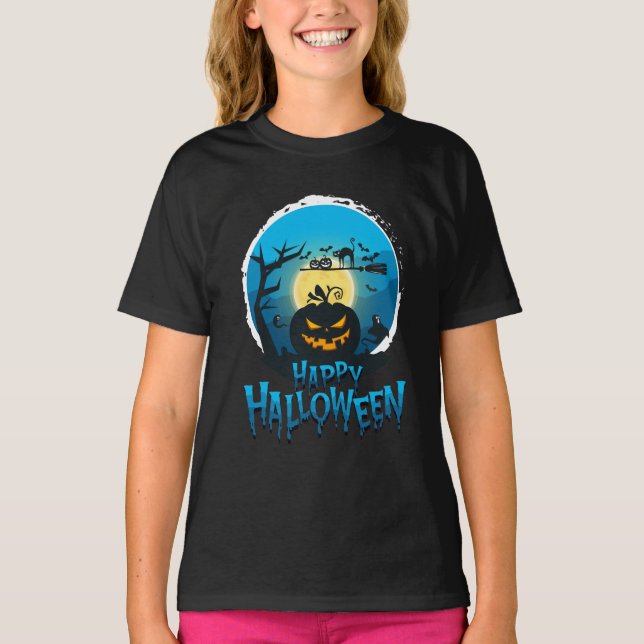 Feliz disfraz de Halloween para camiseta de chicas (Anverso)