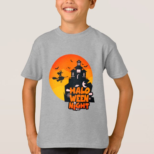 Feliz disfraz nocturno de Halloween para camisetas (Anverso)