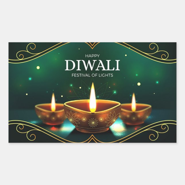 Feliz Diwali Calcomanía rectangular (Anverso)