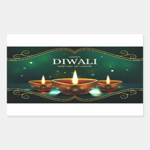 Feliz Diwali  Calcomanía rectangular