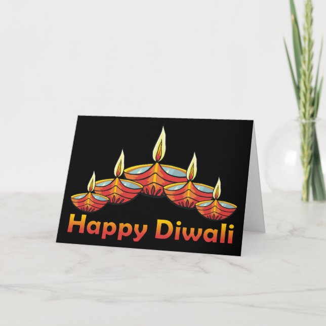 Feliz Diwali Deepas Tarjeta de Saludo (Anverso)