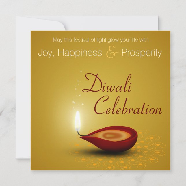 Feliz Diwali Diya - Festival de la Invitación Lige (Anverso)
