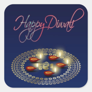 Feliz Diwali Ganesha Rangoli - Pegatina