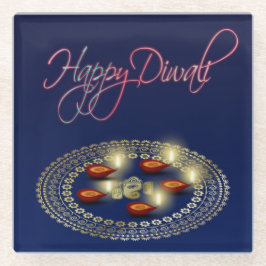 Feliz Diwali Ganesha Rangoli - Posavasos de Vidrio