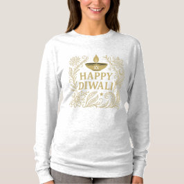 Feliz Diwali Gold Elegant Camiseta de manga larga