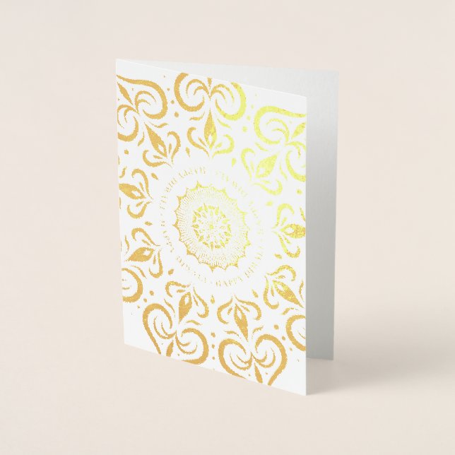 Feliz Diwali Gran Mandala - Tarjeta de Relieve met (Anverso)