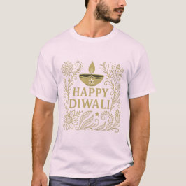 Feliz Diwali Oro y la camiseta básica de los hombr