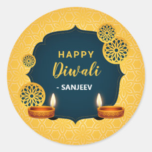 Feliz Diwali / Pegatinas Deepavali - Oro indio