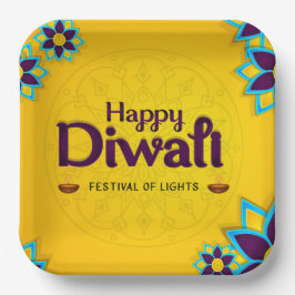 Feliz Diwali Plato de Papel