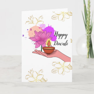 Feliz Diwali tarjeta de felicitación plegada