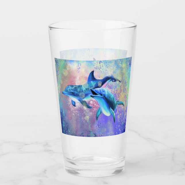 Feliz Dolphin Couple Glass (Anverso)