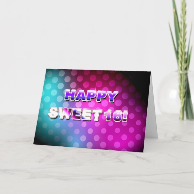 Feliz dulce 16 tarjeta colorida (Anverso)