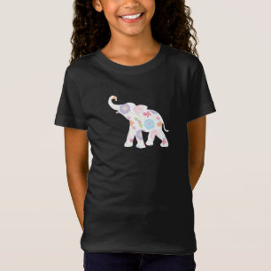Feliz Elephant-Big-Flower Pattern Camiseta moderna