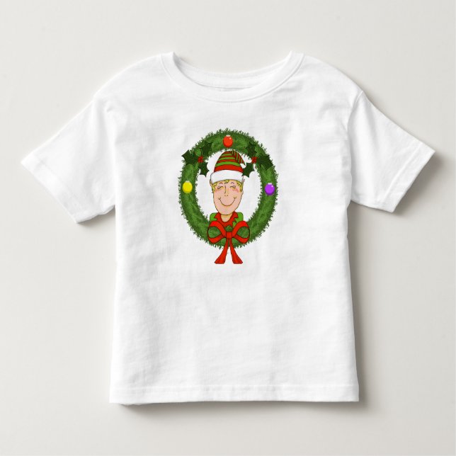 Feliz Elf en la pequeña camiseta de Wreath (Anverso)