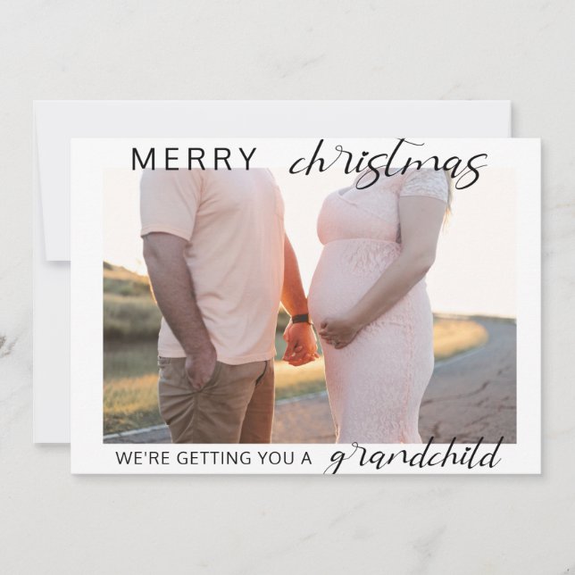 Feliz embarazo de Navidad/foto de invitación de be (Anverso)