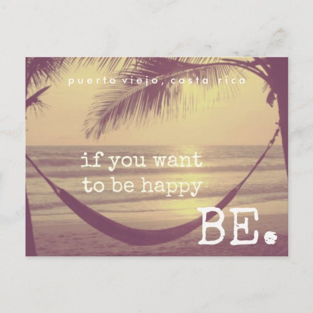 Feliz en la postal de la playa de Costa Rica (Anverso)