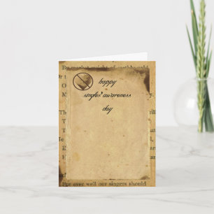 Feliz escoge la tarjeta de felicitación del día de