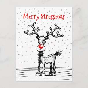 Feliz Estrés Navidad Rudolph Tarjeta Postal de Nav