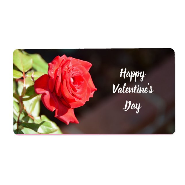 Feliz etiqueta de Rosa de San Valentín (Frente)