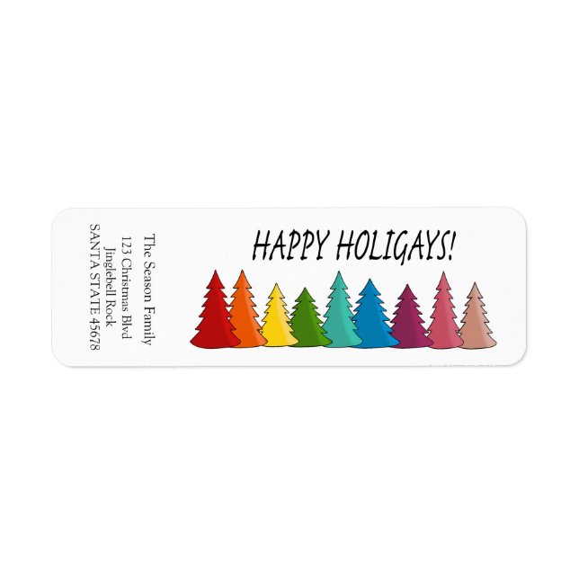 Feliz etiqueta navideña arcoiris de los holigris (Frente)