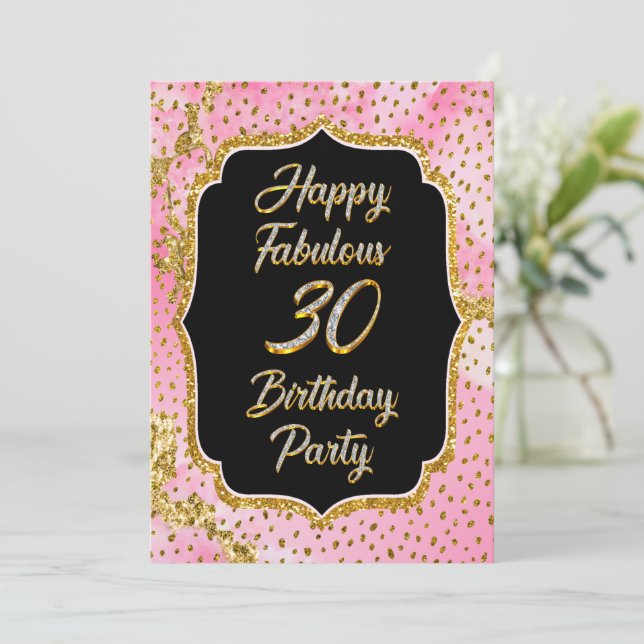 Feliz fabulosa invitación a la fiesta de cumpleaño (Anverso de pie)