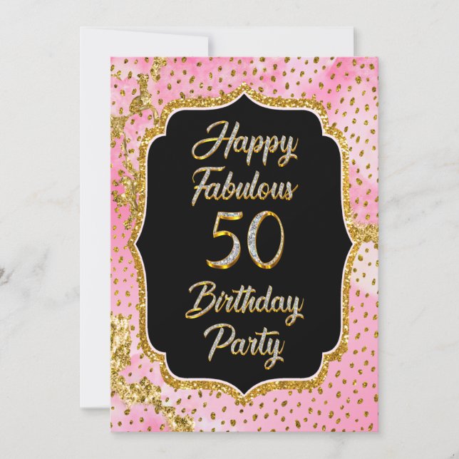 Feliz fabuloso 50.º Fiesta de invitaciones por cum (Anverso)