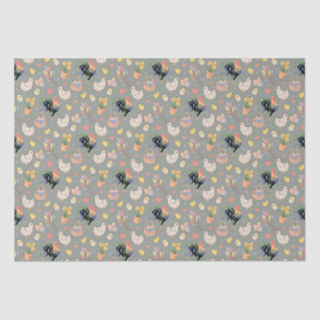 Feliz Familia de Pascua (Gris español) - Papel Tej (Anverso)